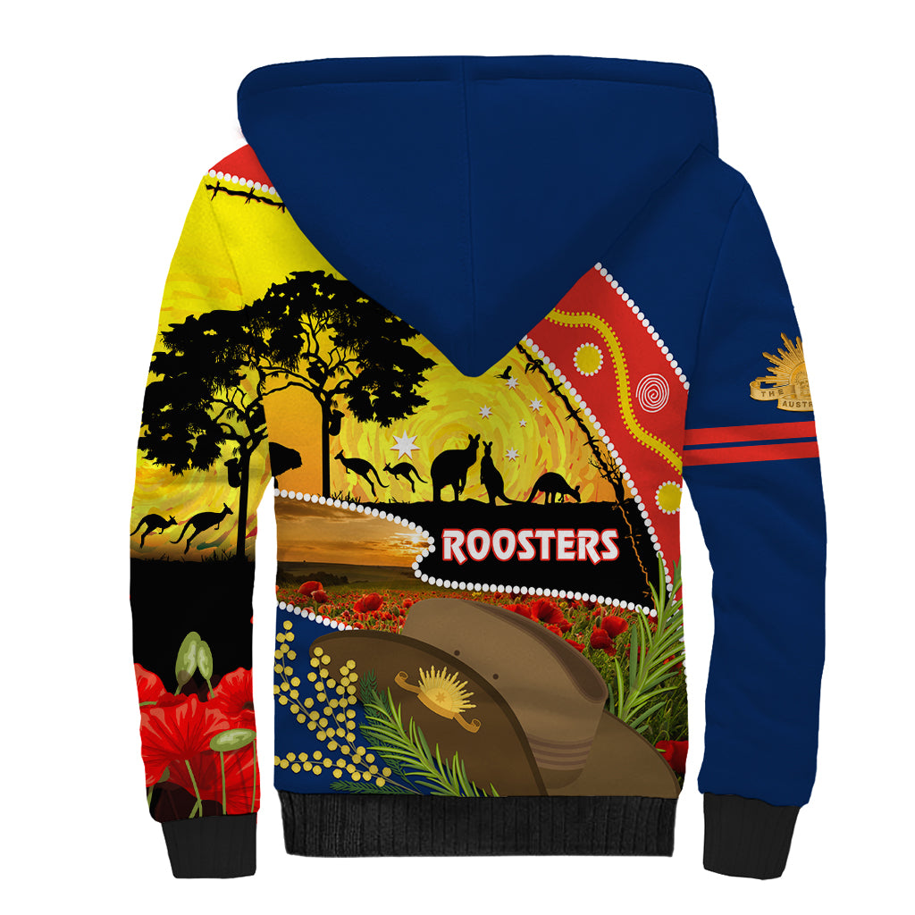 Roosters ANZAC Day Sherpa Hoodie Rosemary Starring Night Style