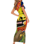 Roosters ANZAC Day Short Sleeve Bodycon Dress Rosemary Starring Night Style