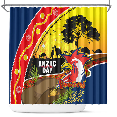Roosters ANZAC Day Shower Curtain Rosemary Starring Night Style