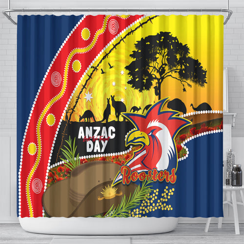 Roosters ANZAC Day Shower Curtain Rosemary Starring Night Style