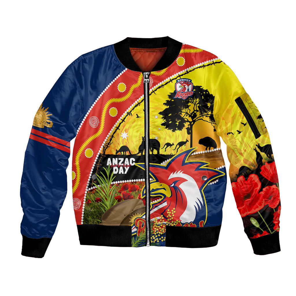 Roosters ANZAC Day Sleeve Zip Bomber Jacket Rosemary Starring Night Style