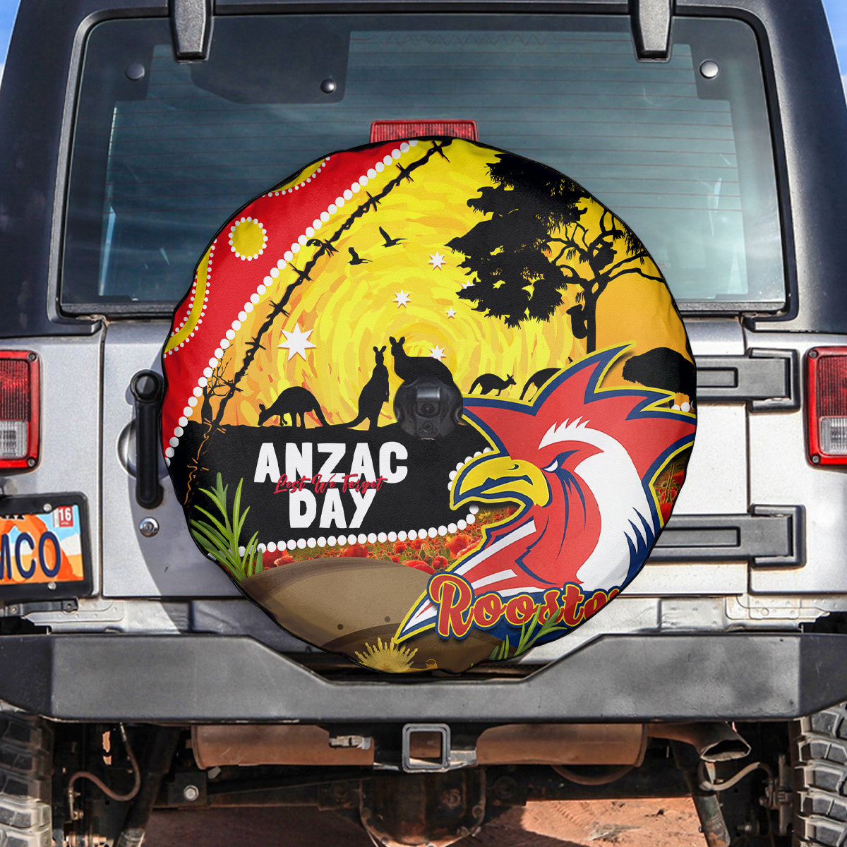Roosters ANZAC Day Spare Tire Cover Rosemary Starring Night Style