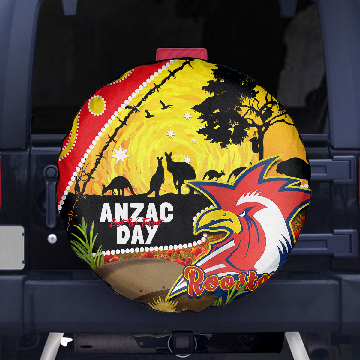 Roosters ANZAC Day Spare Tire Cover Rosemary Starring Night Style