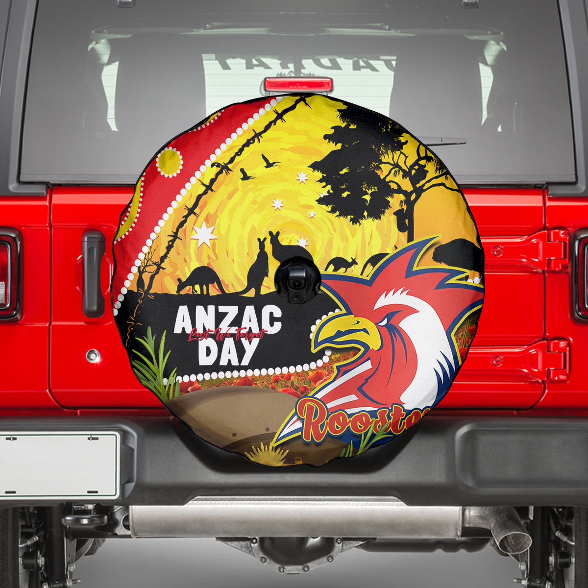 Roosters ANZAC Day Spare Tire Cover Rosemary Starring Night Style