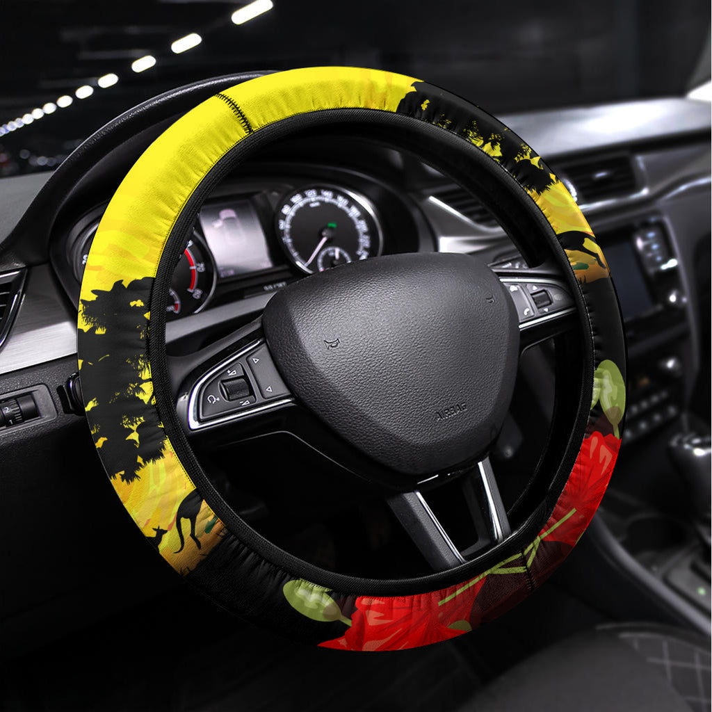 Roosters ANZAC Day Steering Wheel Cover Rosemary Starring Night Style