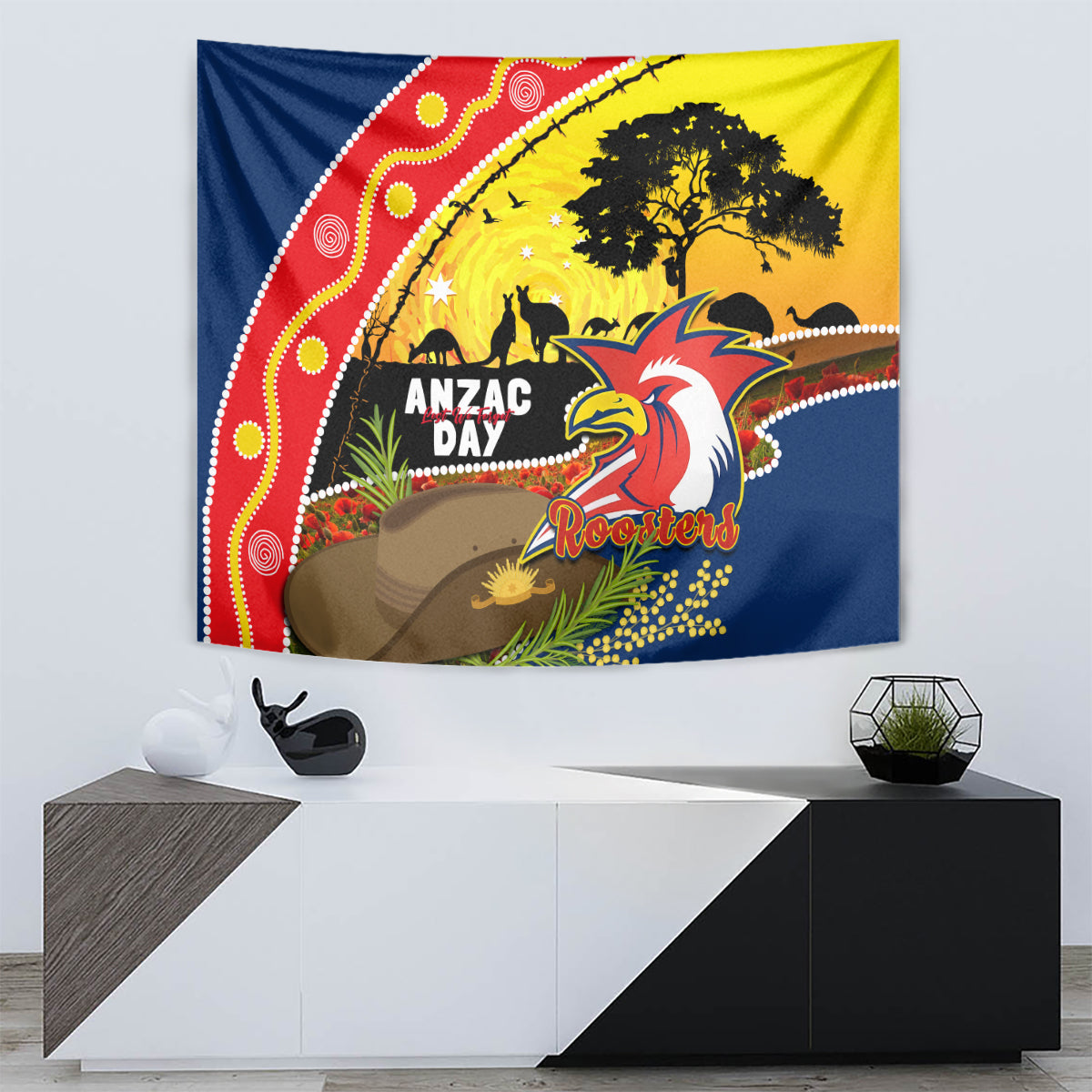 Roosters ANZAC Day Tapestry Rosemary Starring Night Style
