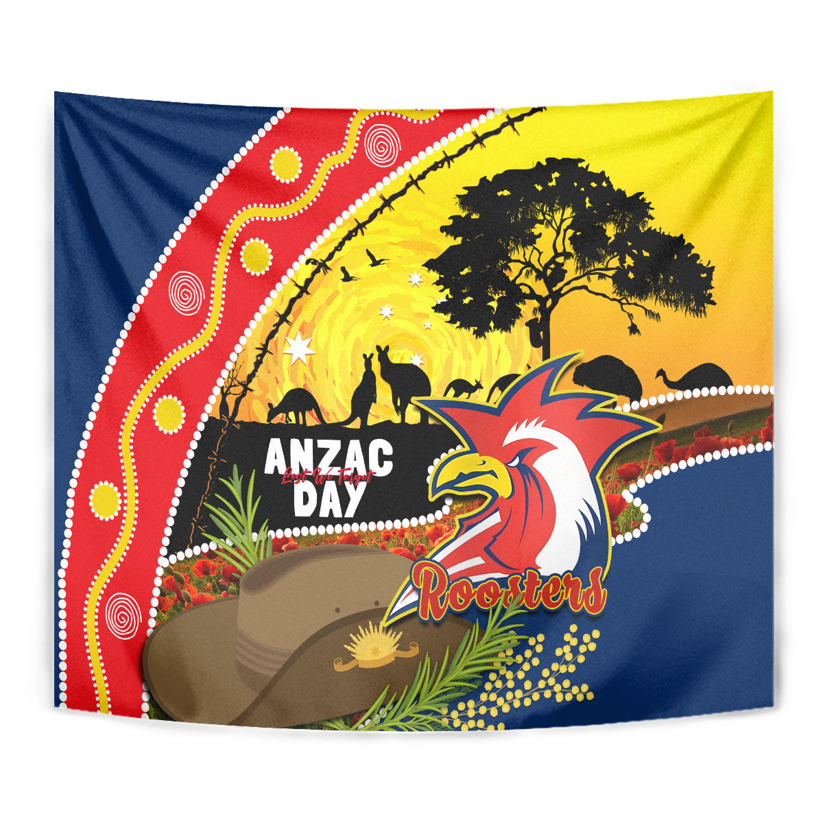 Roosters ANZAC Day Tapestry Rosemary Starring Night Style