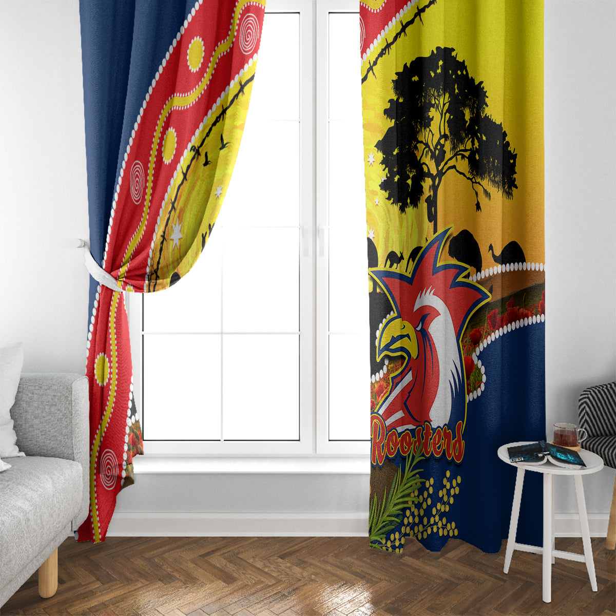 Roosters ANZAC Day Window Curtain Rosemary Starring Night Style