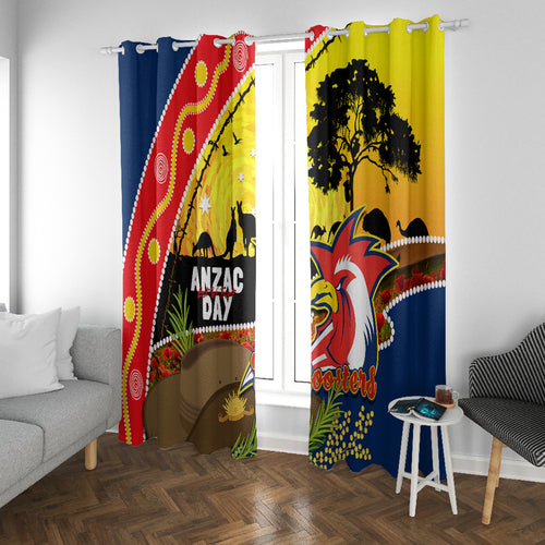 Roosters ANZAC Day Window Curtain Rosemary Starring Night Style