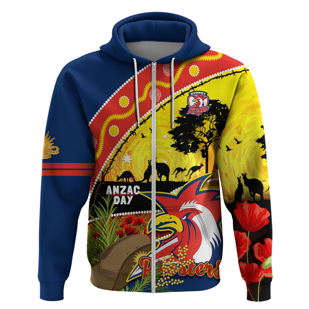 Roosters ANZAC Day Zip Hoodie Rosemary Starring Night Style
