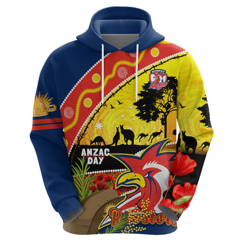 Roosters ANZAC Day Zip Hoodie Rosemary Starring Night Style