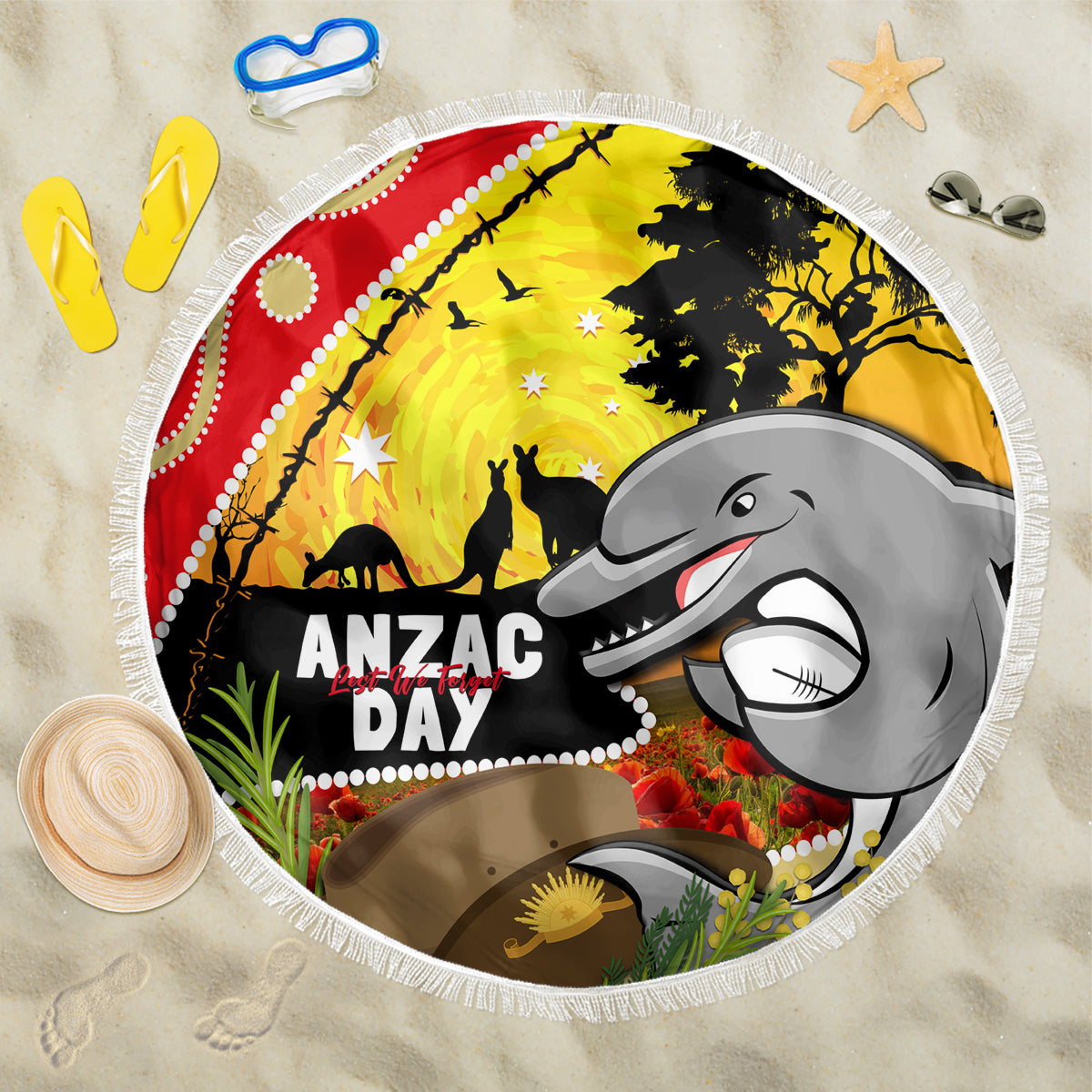 Dolphins ANZAC Day Beach Blanket Rosemary Starring Night Style