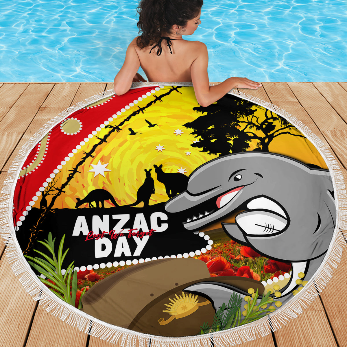 Dolphins ANZAC Day Beach Blanket Rosemary Starring Night Style