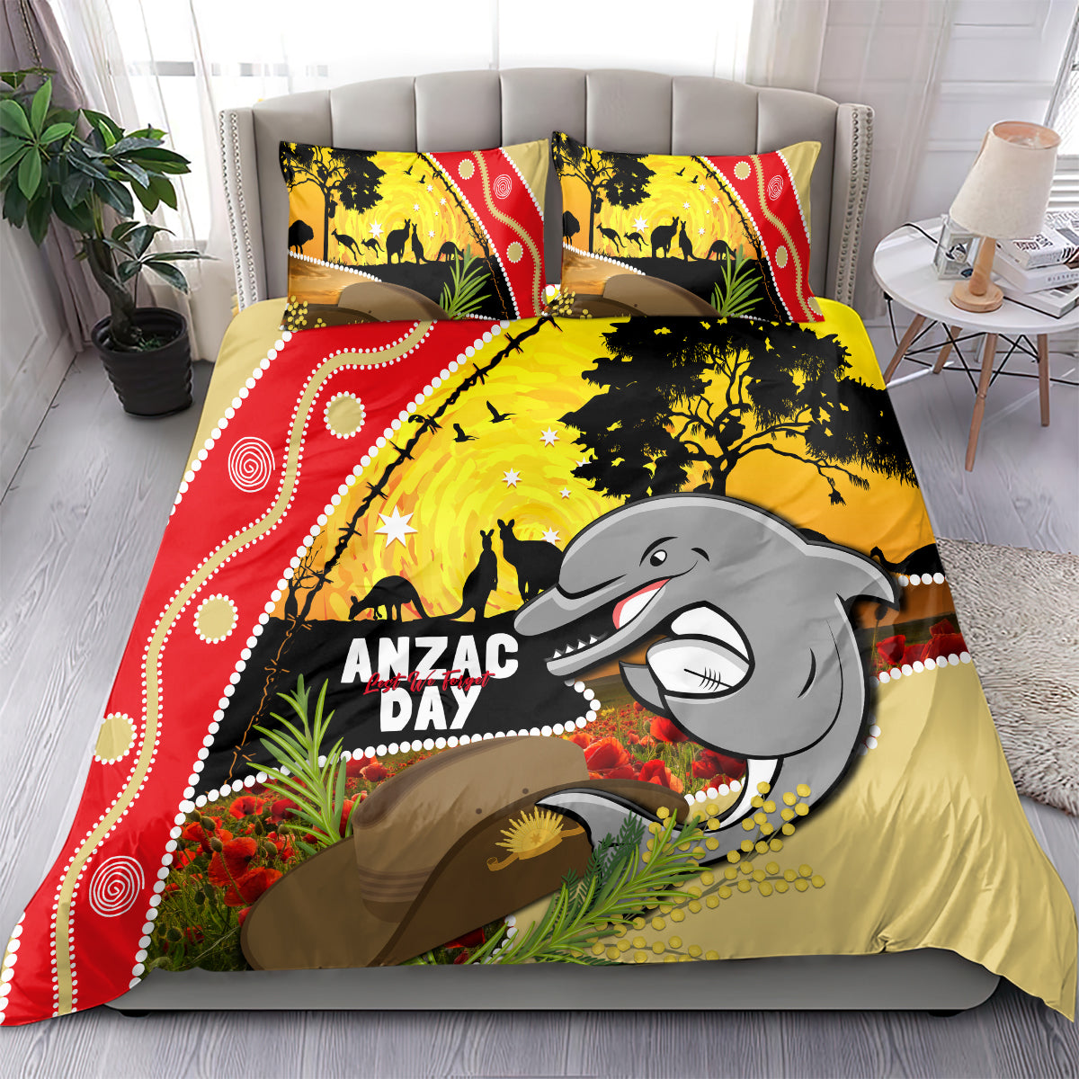 Dolphins ANZAC Day Bedding Set Rosemary Starring Night Style