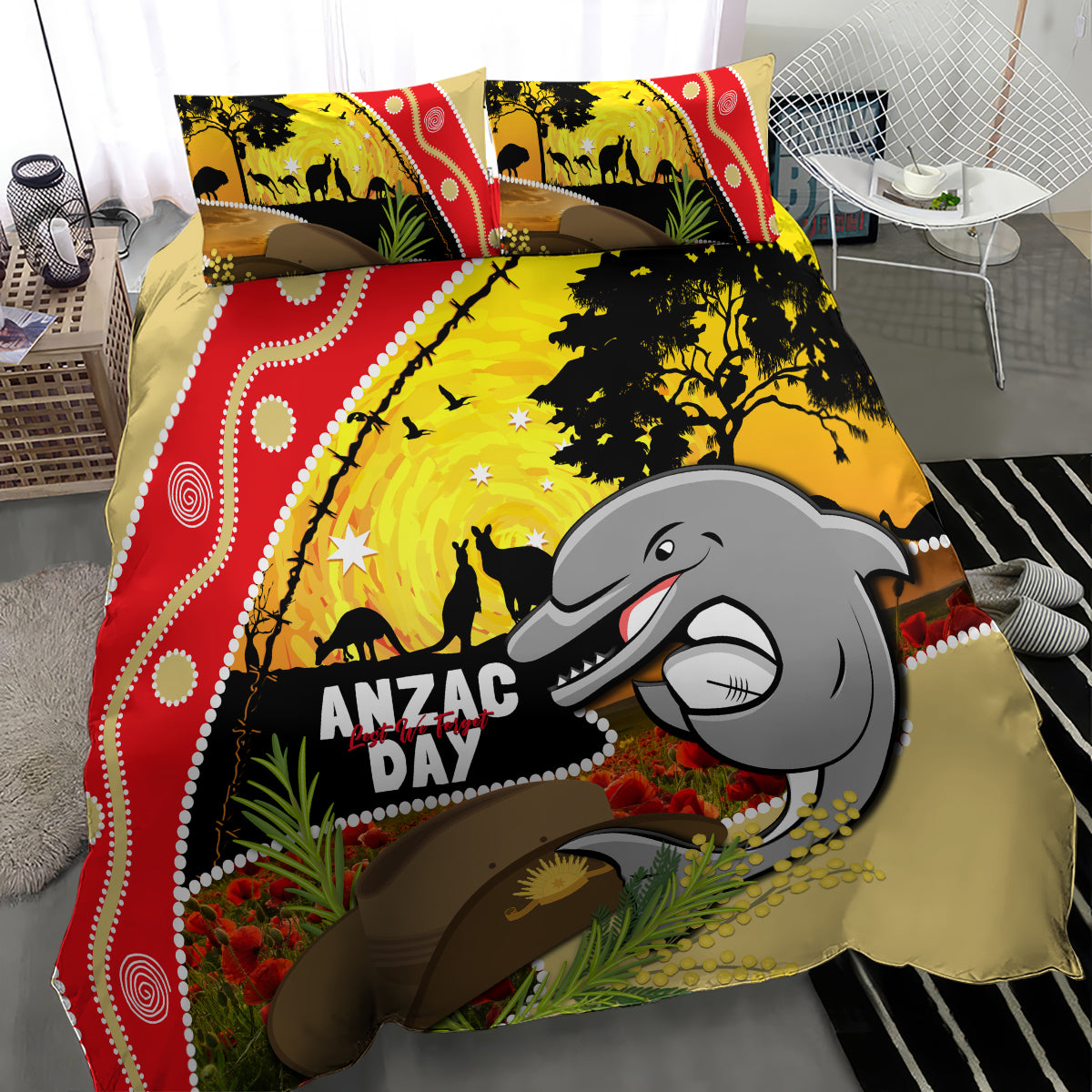 Dolphins ANZAC Day Bedding Set Rosemary Starring Night Style
