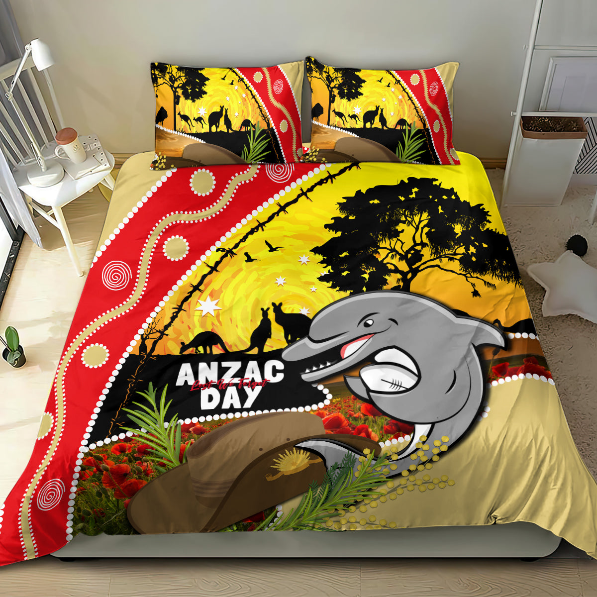 Dolphins ANZAC Day Bedding Set Rosemary Starring Night Style