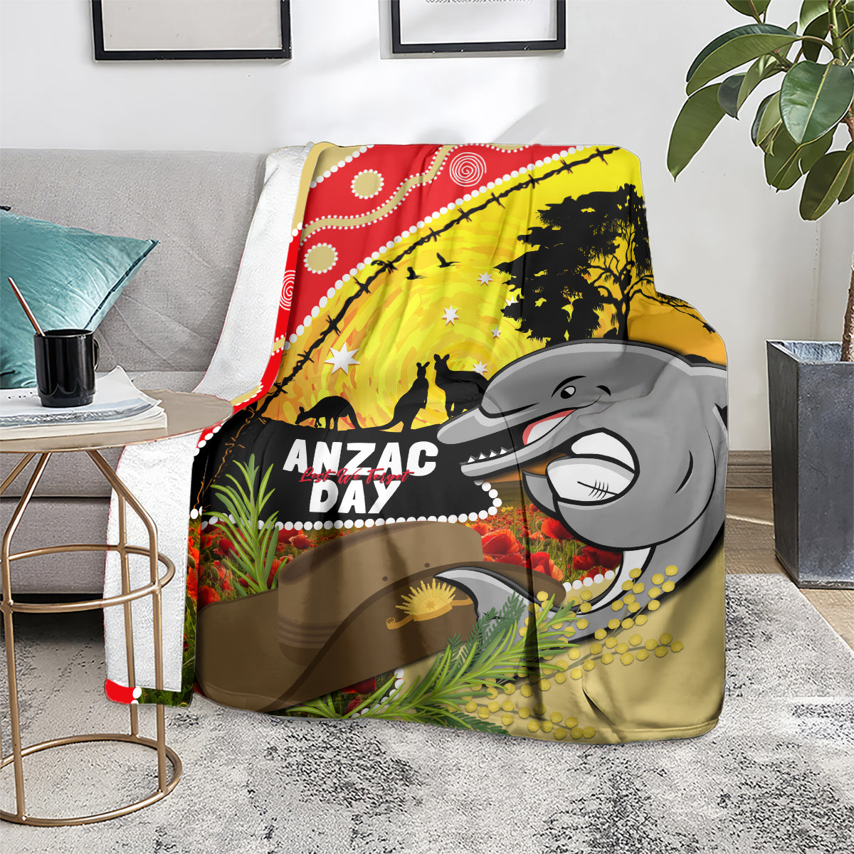 Dolphins ANZAC Day Blanket Rosemary Starring Night Style