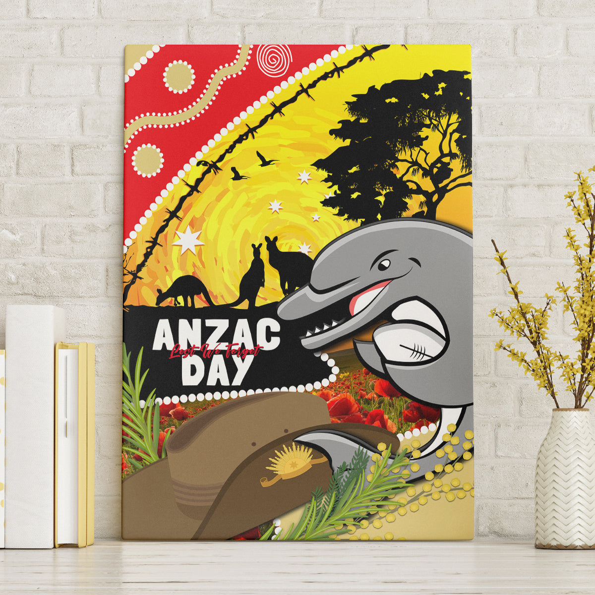 Dolphins ANZAC Day Canvas Wall Art Rosemary Starring Night Style