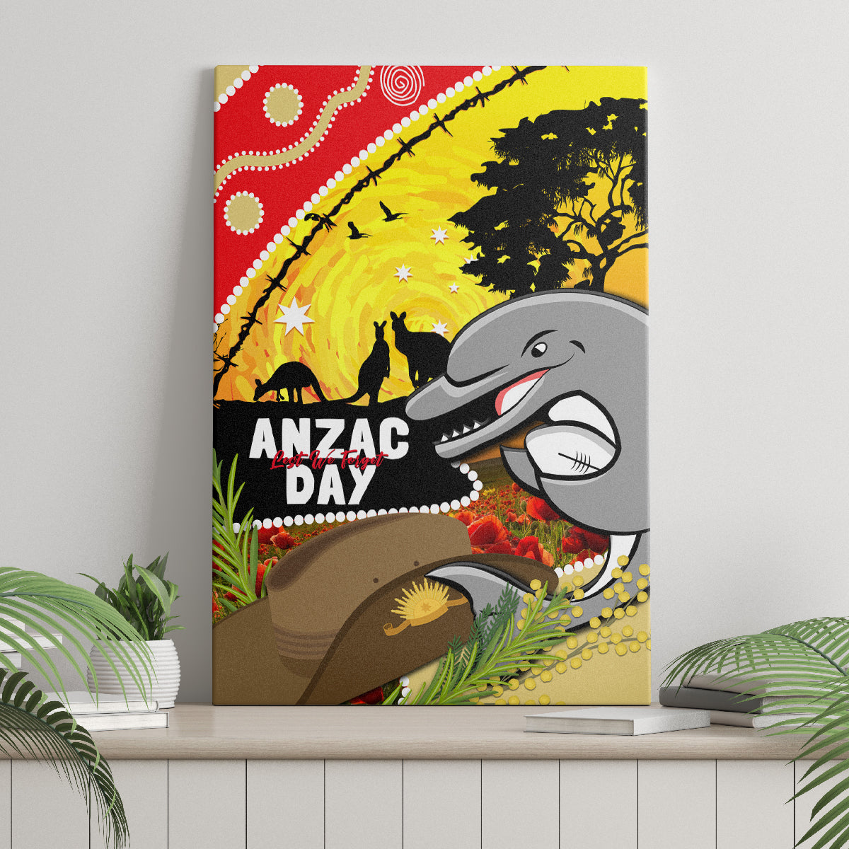 Dolphins ANZAC Day Canvas Wall Art Rosemary Starring Night Style