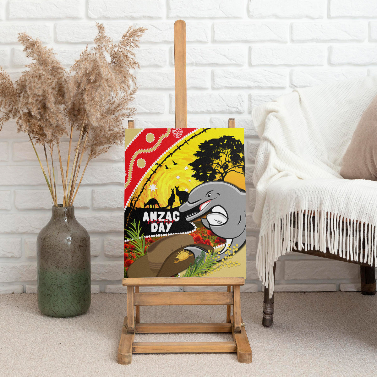 Dolphins ANZAC Day Canvas Wall Art Rosemary Starring Night Style