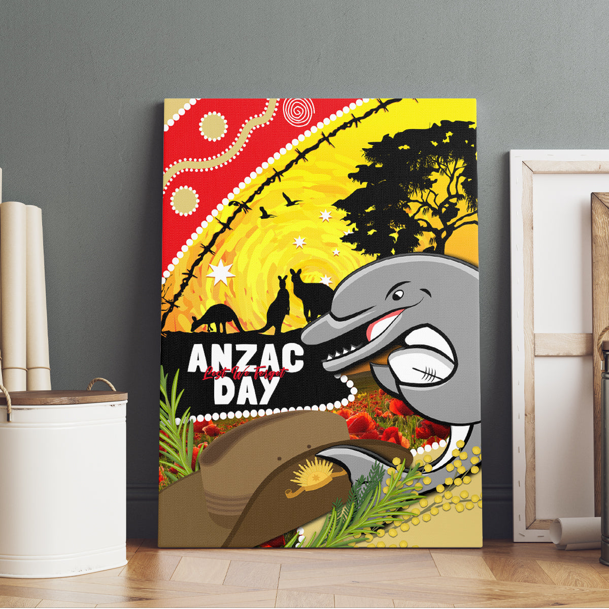 Dolphins ANZAC Day Canvas Wall Art Rosemary Starring Night Style