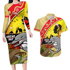 Dolphins ANZAC Day Couples Matching Long Sleeve Bodycon Dress and Hawaiian Shirt Rosemary Starring Night Style