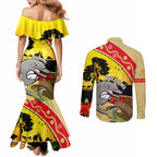 Dolphins ANZAC Day Couples Matching Mermaid Dress and Long Sleeve Button Shirt Rosemary Starring Night Style