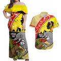 Dolphins ANZAC Day Couples Matching Off Shoulder Maxi Dress and Hawaiian Shirt Rosemary Starring Night Style