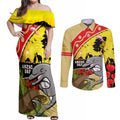 Dolphins ANZAC Day Couples Matching Off Shoulder Maxi Dress and Long Sleeve Button Shirt Rosemary Starring Night Style
