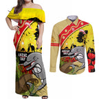 Dolphins ANZAC Day Couples Matching Off Shoulder Maxi Dress and Long Sleeve Button Shirt Rosemary Starring Night Style