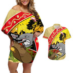 Dolphins ANZAC Day Couples Matching Off Shoulder Short Dress and Hawaiian Shirt Rosemary Starring Night Style