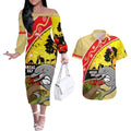 Dolphins ANZAC Day Couples Matching Off The Shoulder Long Sleeve Dress and Hawaiian Shirt Rosemary Starring Night Style