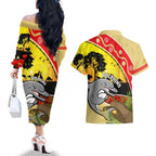 Dolphins ANZAC Day Couples Matching Off The Shoulder Long Sleeve Dress and Hawaiian Shirt Rosemary Starring Night Style