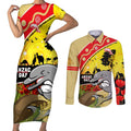 Dolphins ANZAC Day Couples Matching Short Sleeve Bodycon Dress and Long Sleeve Button Shirt Rosemary Starring Night Style