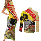 Dolphins ANZAC Day Couples Matching Short Sleeve Bodycon Dress and Long Sleeve Button Shirt Rosemary Starring Night Style