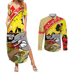 Dolphins ANZAC Day Couples Matching Summer Maxi Dress and Long Sleeve Button Shirt Rosemary Starring Night Style