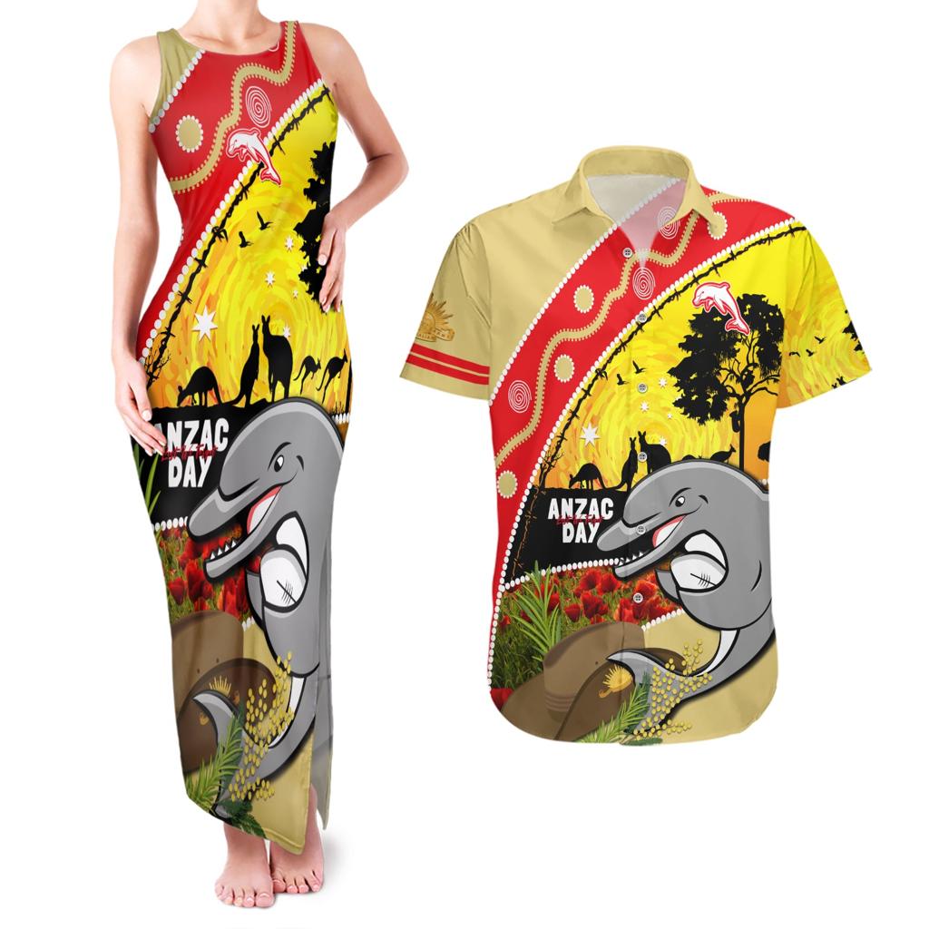 Dolphins ANZAC Day Couples Matching Tank Maxi Dress and Hawaiian Shirt Rosemary Starring Night Style