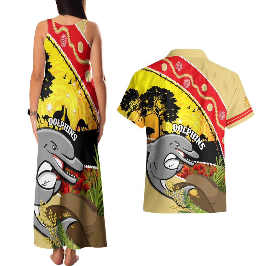 Dolphins ANZAC Day Couples Matching Tank Maxi Dress and Hawaiian Shirt Rosemary Starring Night Style