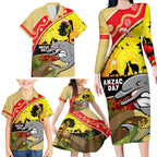Dolphins ANZAC Day Family Matching Long Sleeve Bodycon Dress and Hawaiian Shirt Rosemary Starring Night Style