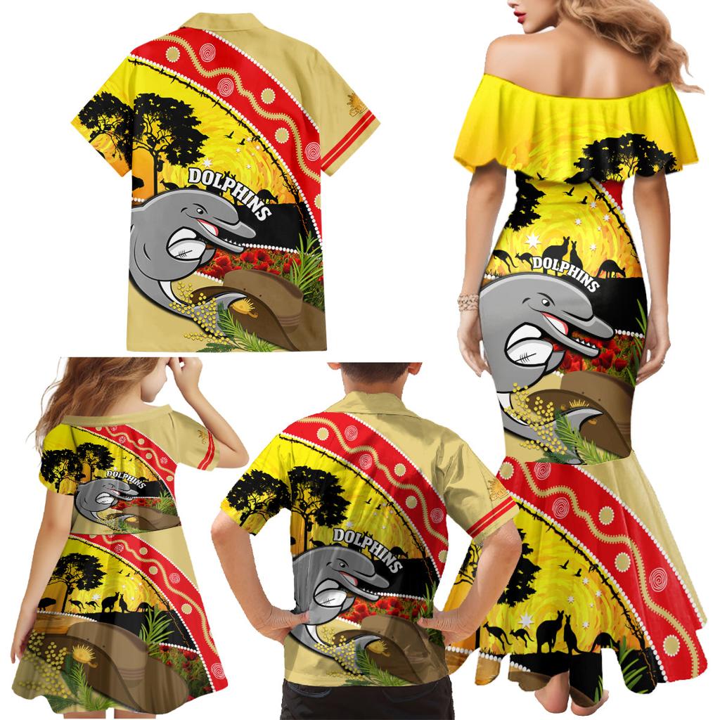 Dolphins ANZAC Day Family Matching Mermaid Dress and Hawaiian Shirt Rosemary Starring Night Style