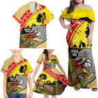 Dolphins ANZAC Day Family Matching Off Shoulder Maxi Dress and Hawaiian Shirt Rosemary Starring Night Style
