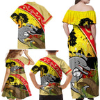 Dolphins ANZAC Day Family Matching Off Shoulder Maxi Dress and Hawaiian Shirt Rosemary Starring Night Style