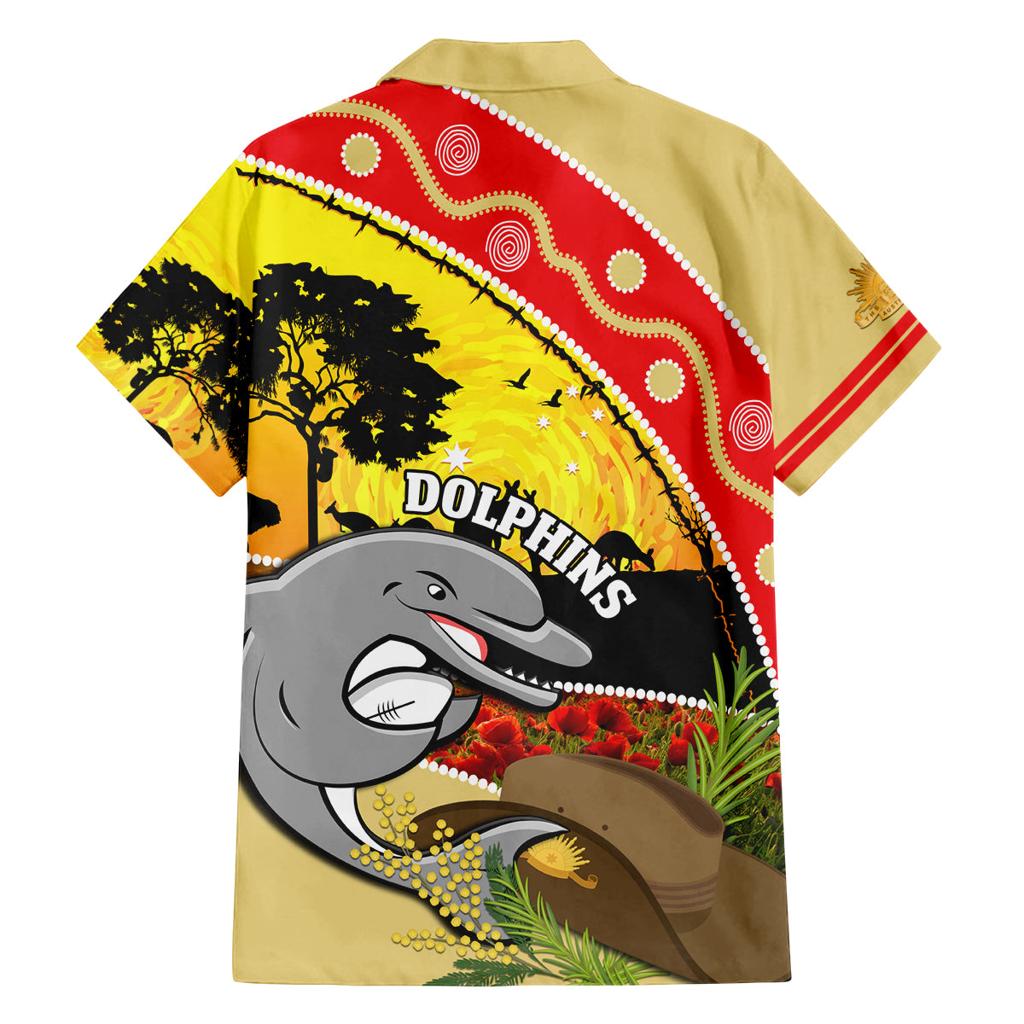 Dolphins ANZAC Day Family Matching Off Shoulder Short Dress and Hawaiian Shirt Rosemary Starring Night Style