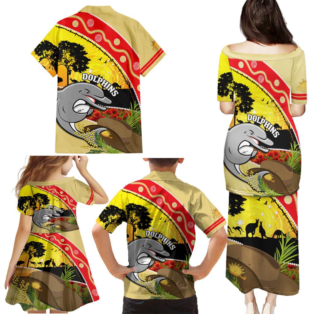 Dolphins ANZAC Day Family Matching Puletasi and Hawaiian Shirt Rosemary Starring Night Style