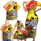 Dolphins ANZAC Day Family Matching Short Sleeve Bodycon Dress and Hawaiian Shirt Rosemary Starring Night Style