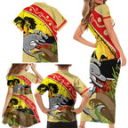 Dolphins ANZAC Day Family Matching Short Sleeve Bodycon Dress and Hawaiian Shirt Rosemary Starring Night Style