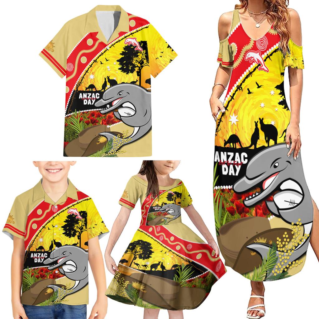 Dolphins ANZAC Day Family Matching Summer Maxi Dress and Hawaiian Shirt Rosemary Starring Night Style