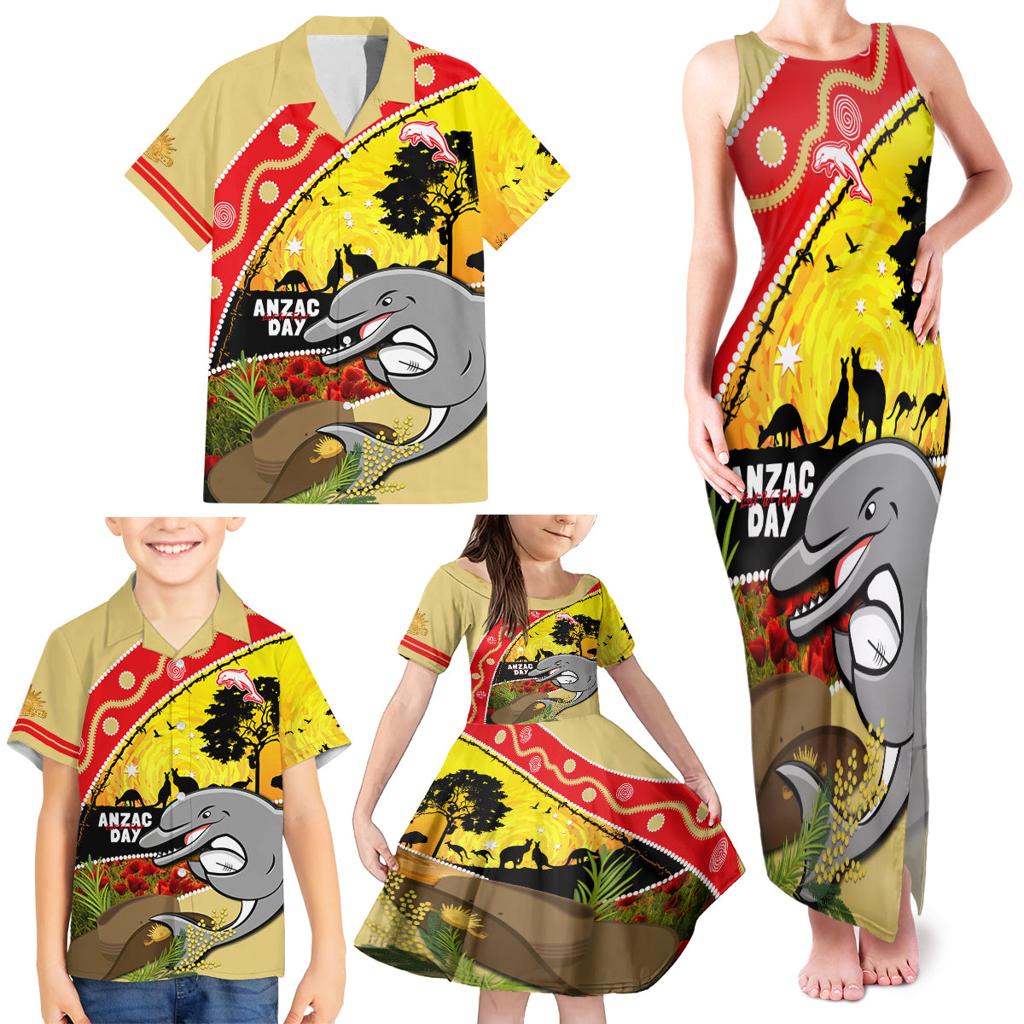 Dolphins ANZAC Day Family Matching Tank Maxi Dress and Hawaiian Shirt Rosemary Starring Night Style