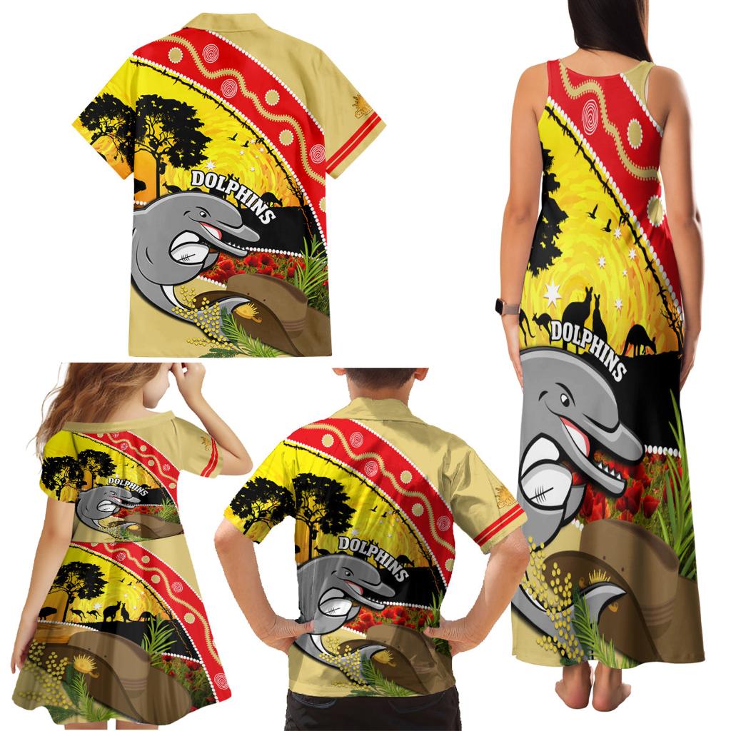 Dolphins ANZAC Day Family Matching Tank Maxi Dress and Hawaiian Shirt Rosemary Starring Night Style