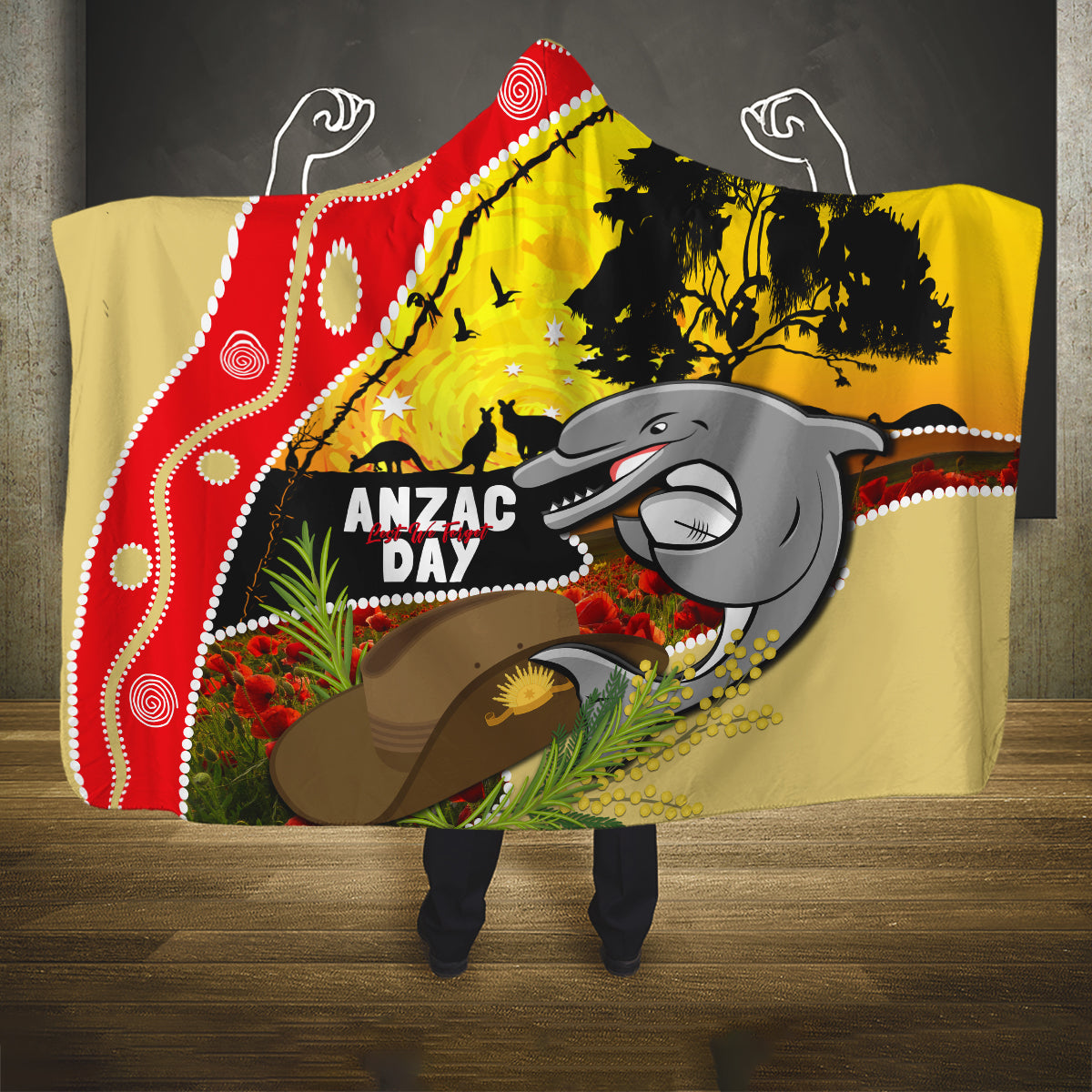 Dolphins ANZAC Day Hooded Blanket Rosemary Starring Night Style